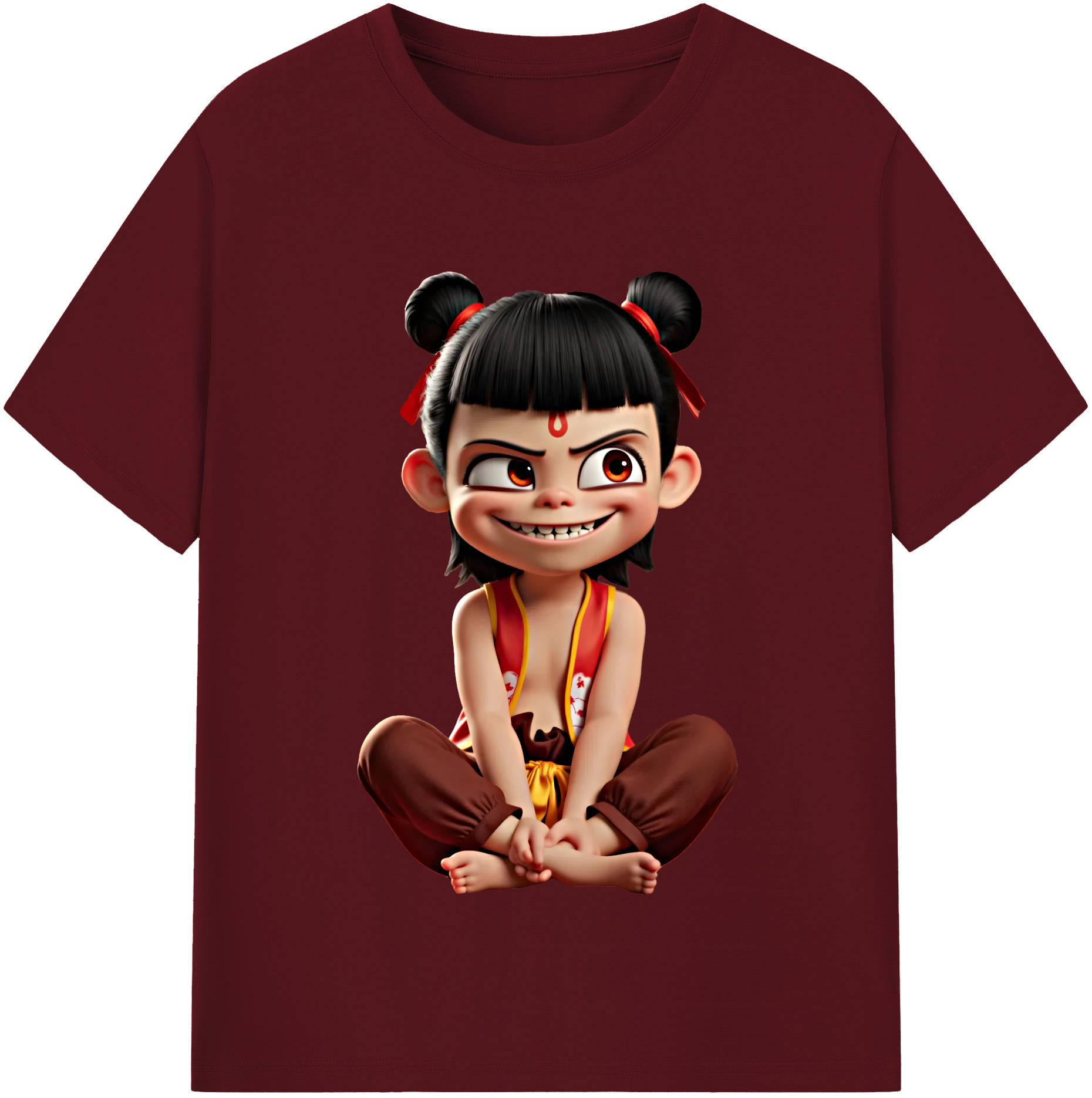 （画像用） Ne Zha 2 ナタ 魔童の大暴れ 綿100％半袖Tシャツ（フロントプリント）